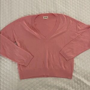 Open Edit Pink V-Neck Sweater - S